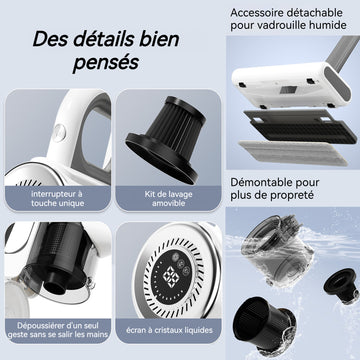 Aspirateur balai sans fil 120w 15kpa 880ml 3 vitesses port de charge de type c convient aux tapis et aux sols durs aspirateur